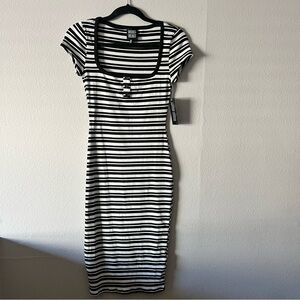 Black and White Striped Midi Dress